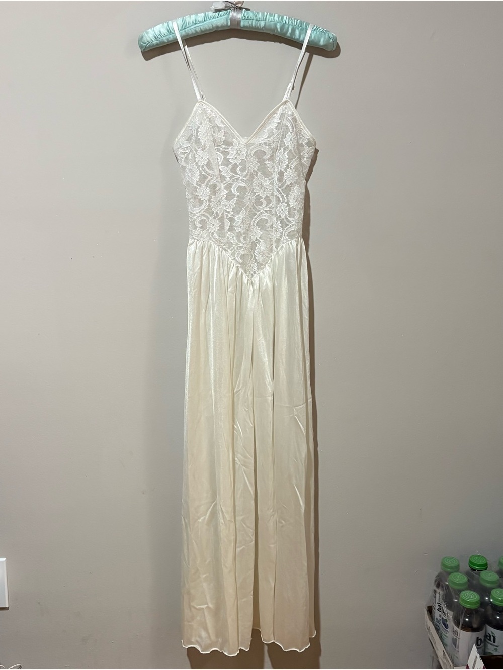 Vintage white lace trim maxi nightgown
